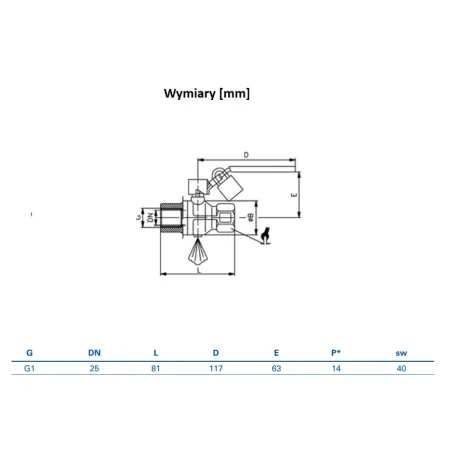 Zawór kulowy G 1 z odpowietrzeniem i blokadą, mosiądz niklowany